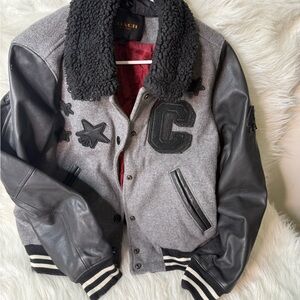 Coach Charcoal and Black Varsity Jacket